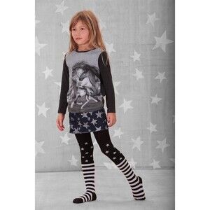 Paper Wings Stars and Stripes Girls Sz 2-3 Yrs Tights Black White Boutique NEW
